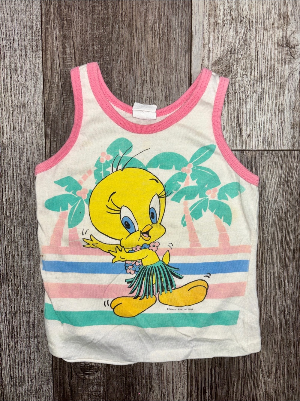 Warner Bros. Tweety Hula Tank Top - Pink, Yellow, Teal, White